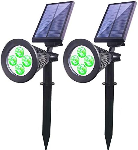 Clordeal Green Solar Spotlight, 2 in 1 Solar Powered LED Landscape Lights Outdoor, Waterproof 4 LED Solar Tree Uplight Garden Decorative Lighting (Green)