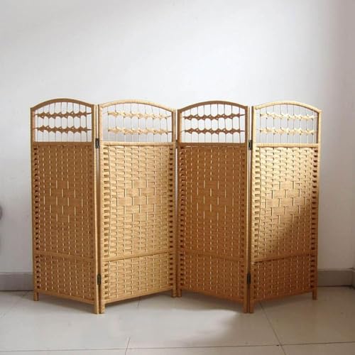 Rattan Paravent Trennwand Faltbare Deko Trennwand 4 Stück