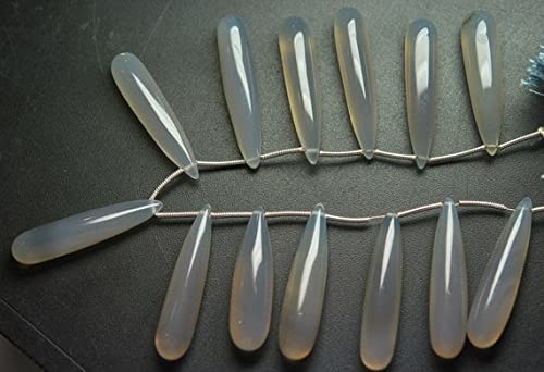 Calcédoine grise briolettes gouttes lisses pour confectionner un collier de perles