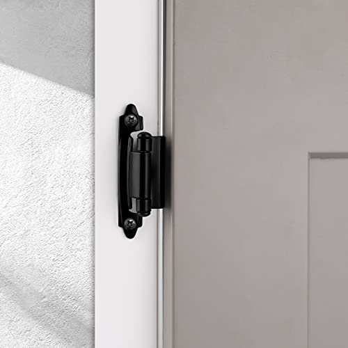 Probrico Matte Black Inset Cabinet Hinges (10 Pairs - 20 Pack) 3/8" Overlay Door Hinges For Kitchen Cabinets, Decorative Self Closing Cupboard Hinges Face Mount #TOP1