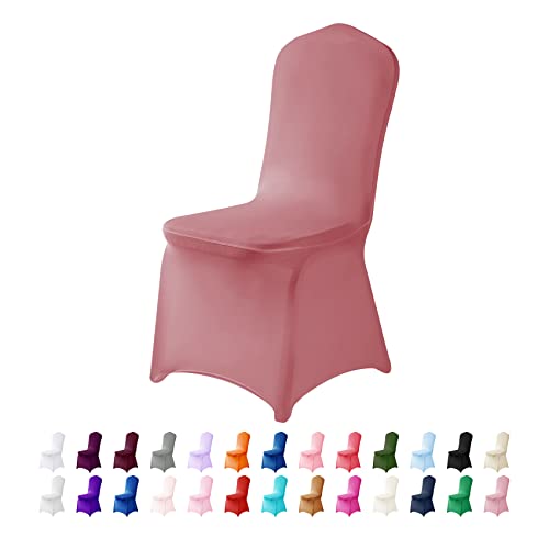 AlGaiety Spandex Chair Covers, 25PCS, Washable Protector for Living Room, Party, Banquet, Wedding, Hotel (Dusty Pink)