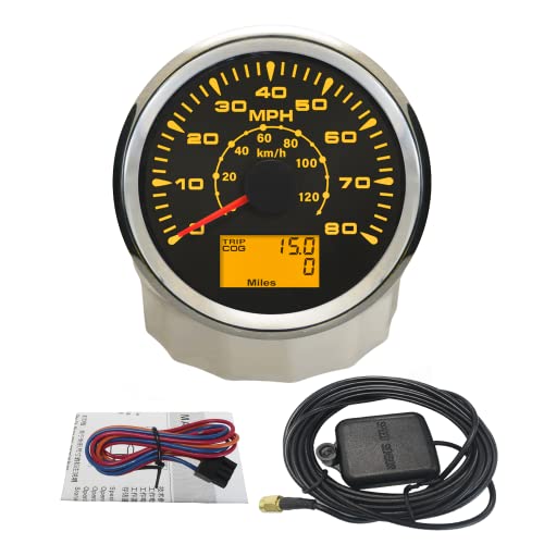 Eling Marine Auto Mph Gps Speedometer Odometer 80Mph Speed Gauge With Odo Cog Trip 85Mm For Car Boat Motorcycle 12 24 Volts #TOP5