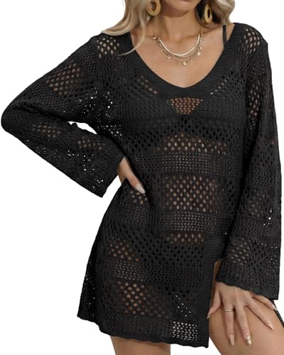 Image of CoCozy Crochet Cover Up for Women Mesh Hollow Out Bikini Cover Ups for Swimwear Summer Swimsuit 2026