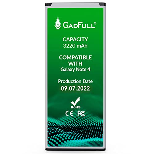 GadFull Batterie Compatible avec Samsung Galaxy Note 4 | Correspond à l’ EB-BN910BBE | Compatible avec SM-N910F| SM-N910U| SM-N910C|SM-N910H|SM-N910A