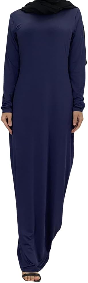 SYANKANGXIAO Middle East Muslim Full Elastic Bodycon Dress Long Sleeve for Women Islamic Abaya Matching Inner Under Dress