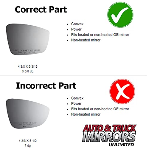 Mirror Glass + Full Size Adhesive Pad For 2012-2015 Volkswagen Passat Passenger Side Replacement - 2 Options Offered (2012 2013 2014 2015 2017 12 13 14 15 17) #TOP1