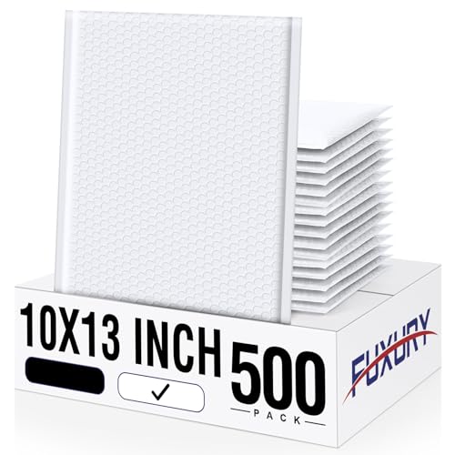 Image of Fuxury Bubble Mailers 10x13 Inch White 500 Pack Bulk Padded Envelopes Thick Mailing Envelopes Bubble Opaque Padded Mailers Shipping Bags for Mailing Book Makeup Small Business