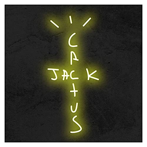FLEAGE Letrero de neón Letreros de neón Personalizados de Cactus Jack, Letrero Luminoso de Pared Visual acrílico, decoración de neón (Altura Naranja 40 cm) (Altura Amarilla 60 cm)