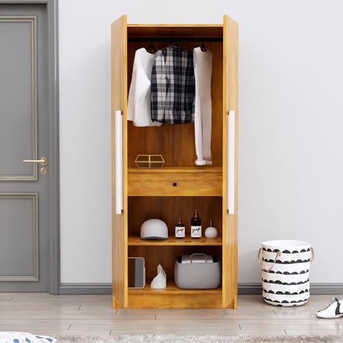 Image of Bniture 2 Door Wooden Wardrobe for Bedroom | Almirah for Clothes with 4 Shelves, Engineered Wood Wardrobe for Clothes | Cupboard for Bedroom (46D x 80W x 182H CM) | 3 Years Warranty (Giant Wood)