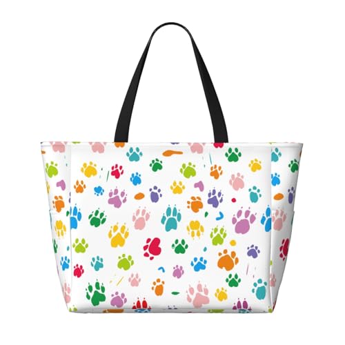 Large Beach Tote Bag for Women Extra Large Capacity Waterproof Sandproof Pool Bag Suitable for Swimming Pool Gym Travel Groceries Traces of Dog Paws2