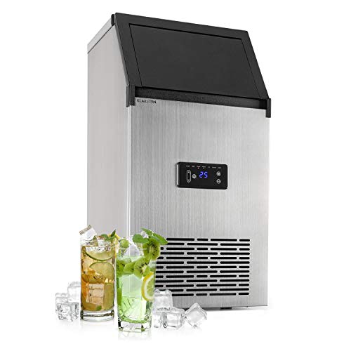 Klarstein Glacial M�quina de cubitos de hielo profesional - M�quina de hielo industrial, 240 W, PowerCuber: producci�n diaria de 28 kg/d�a y 32 cubitos por tanda, Forma c�bica, Acero/negro