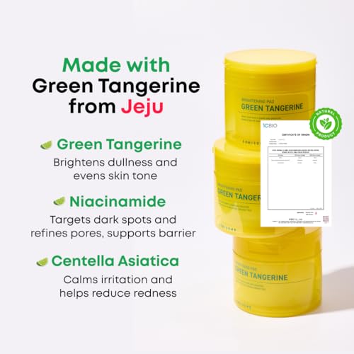 Image of Green Tangerine Radiant Tone Up Pads - Korean Toner Pads with Niacinamide, Centella Asiatica & Vitamin C, Dark Spot Corrector, Tone-Up & Hydrating Face Toner 50 Pad