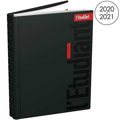 L'ÉTUDIANT Agenda Scolaire Aout 2020 - Août 2021 Journalier Format 15x20cm Reliure Spirale Couverture PVC Noire