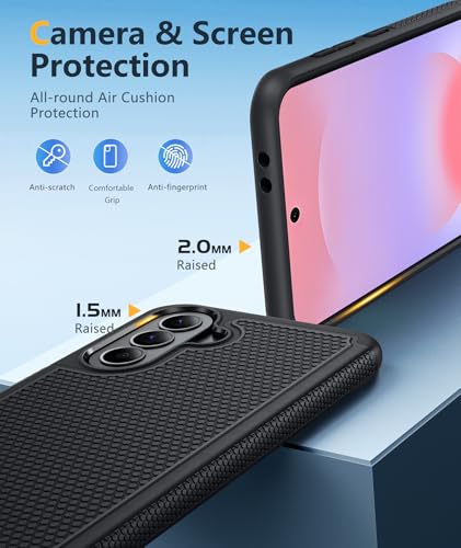 Image of FNTCASE for Galaxy A37-5G Phone Case - Samsung Military Grade Drop Protection Cases, 14ft Drop Tested, Screen Protector Included, Anti-Slip Matte Textured, TPU+PC Dual Layer Shockproof Cover (Black)