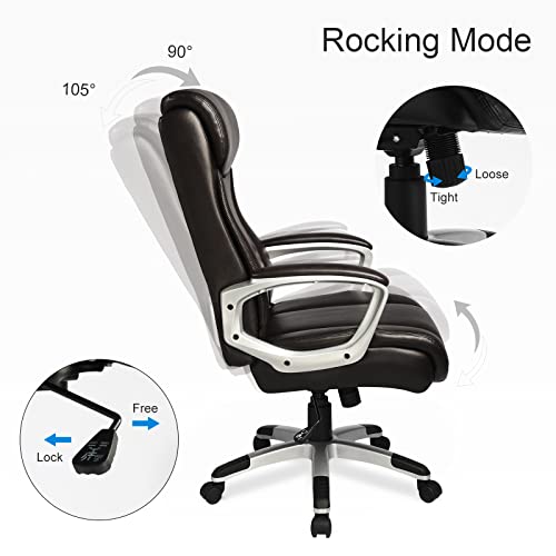 Comhoma Office Computer Desk Chair Executive High Back Chair Comfortable Ergonomic Managerial Chair Adjustable Pu Leather Home Office Desk Chair Swivel Brown #TOP1