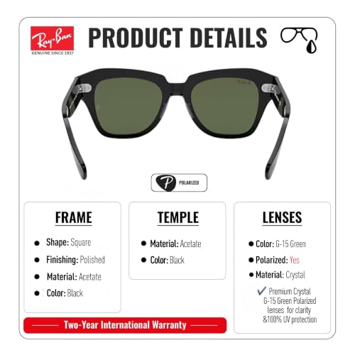Image of Ray-Ban RB2186 STATE STREET Square Sunglasses with Official Eyewear Kit