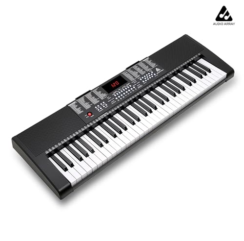 Image of Audio Array AK-61 Neo 61 Key Electronic Keyboard with LED Display, 200 Presets & 512 Timbres, Built-in 2.0 Speakers, with Mic, Vibrato, Sustain, Transpose, Battery & Adapter Powered, Headphone Out