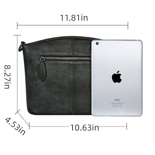 Image of HESHE Crossbody Bags for Women Genuine Leather Purses with Multi-Pockets Vintage Ladies Small Shoulder Satchel Bag
