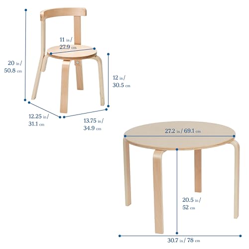 image for ECR4Kids Bentwood Round Table and Curved Back Chair Set, Kids Furnitur