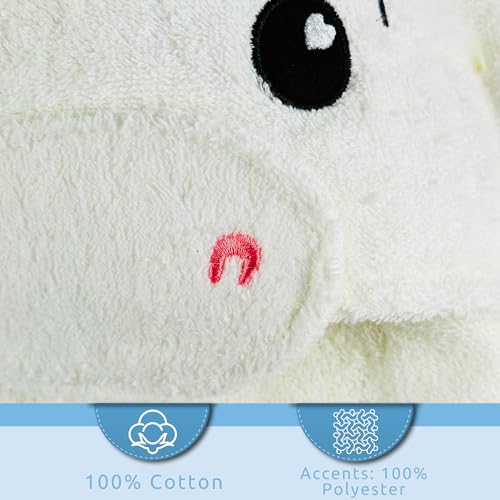 Image of SoapSox Hooded Towel & Slipper Set for Kids - Soft Cotton Towel w /Hand Pockets + Matching Slippers - 27x45 inch Gift Set
