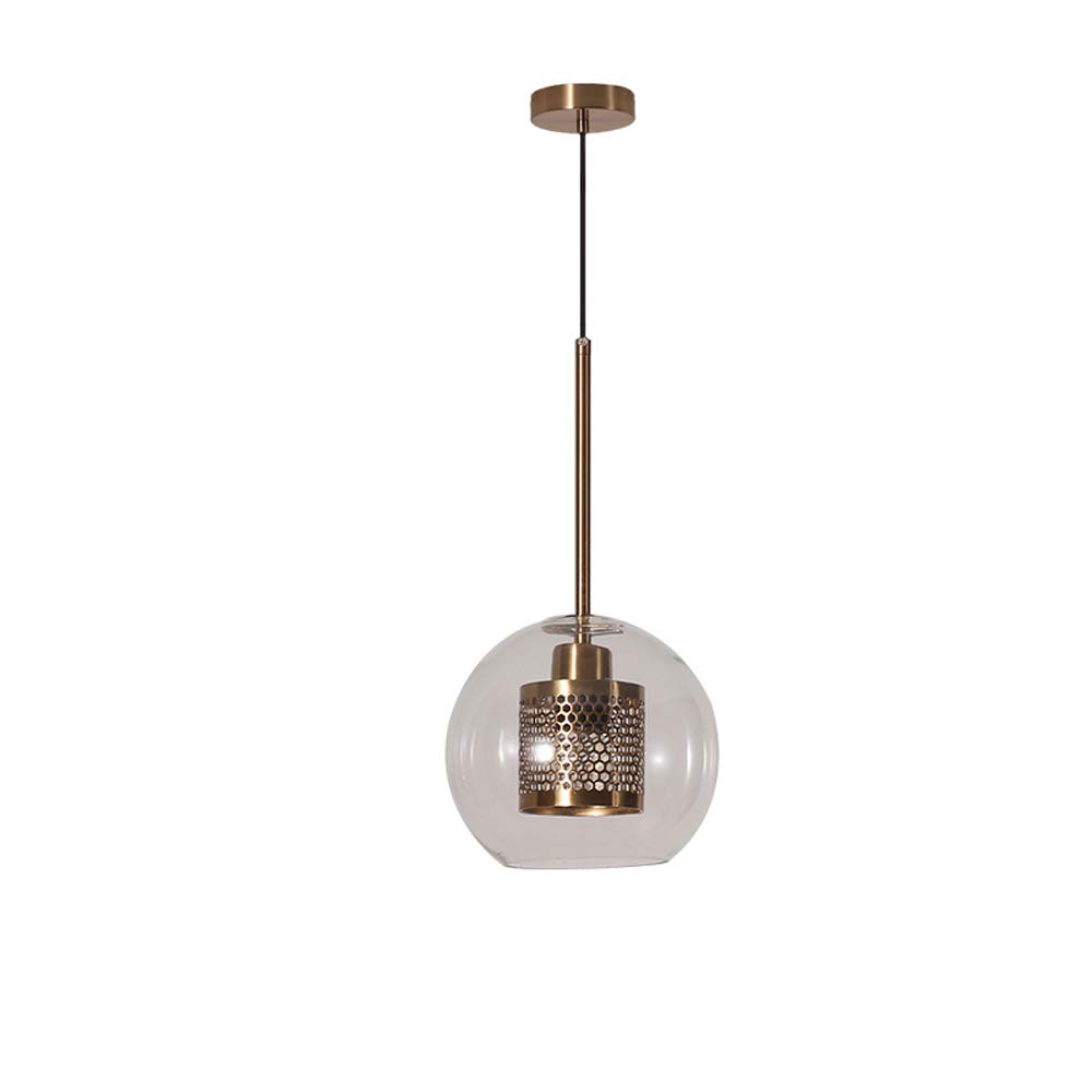 Lustre en verre rond d'exception et finition bronze raffinee modele L