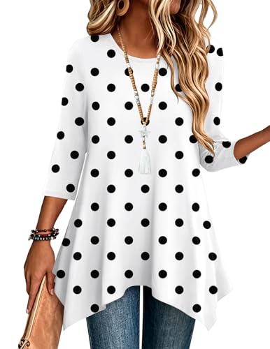 Image of Zeagoo Womens Tops 3 /4 Sleeve Loose Fit Dressy Tunics Plus Size Boho Shirts