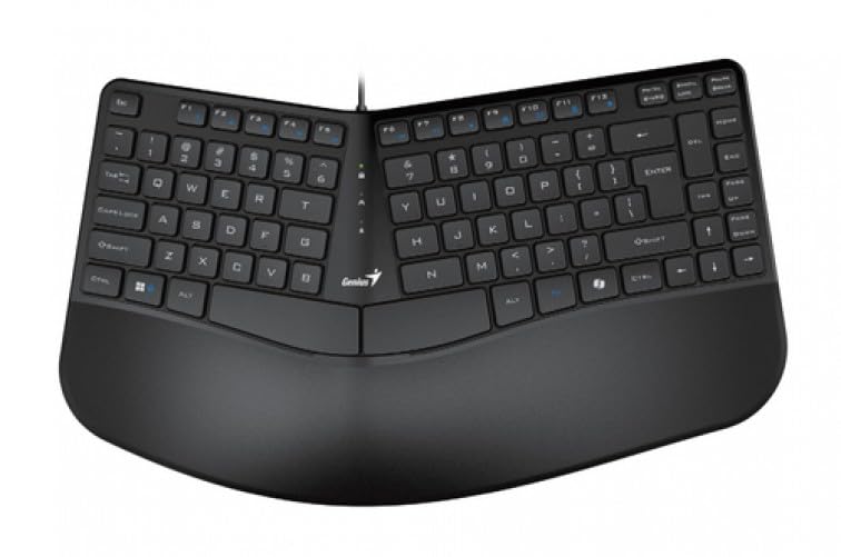 GENIUS Teclado Ergonomico Ergo KB-700, Reposa munecas, Negro