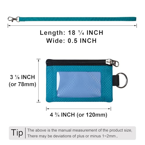 Image of CHENSPRX Minimalist RFID Blocking Small Wallet with ID Window,WaterResistant Zip Id Case Wallet with Lanyard Keychain for Cards,Cash,Travel,Women,Men