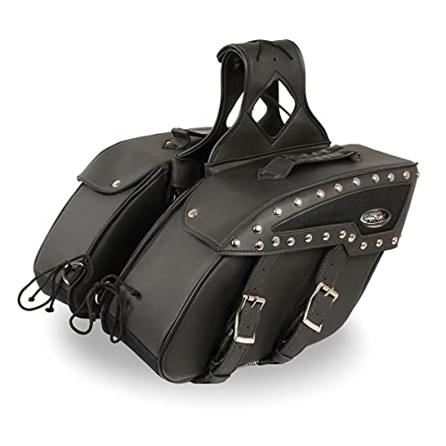 Image of Milwaukee Leather Studded Throw-Over Motorcycle Saddlebags - Synthetic Leather - Universal Fit - Zip-Off - Medium