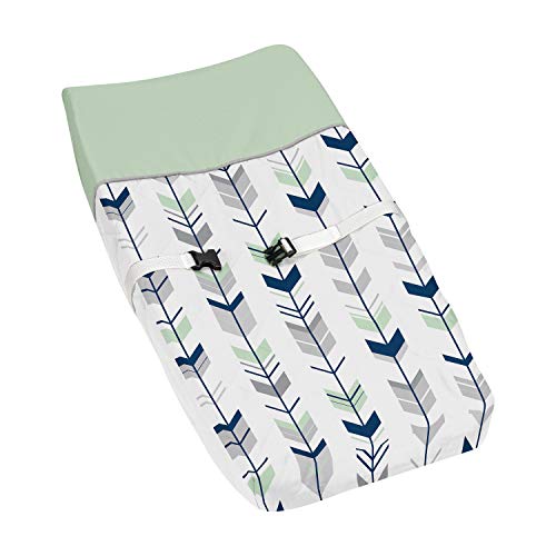 Image of Sweet Jojo Designs Grey, Navy Blue and Mint Woodland Arrow Boy Girl Baby Changing Pad Cover