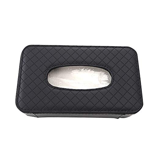 idain Car Tissue Box PU Leather Sun Visor Tissue Case Back Seat Car Facial Tissue Holder (Black)