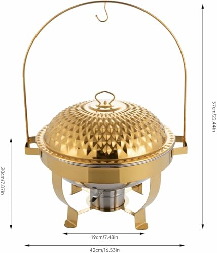 Chafing dish rond or et ensemble de buffet pour maintien au chaud élégant