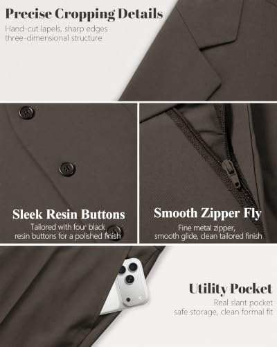 Image of MY'S Men's 3 Piece Suit Set with Tie, One Button Slim Fit Solid Jacket Vest Pants, Prom Party Wedding Business Suits for Men