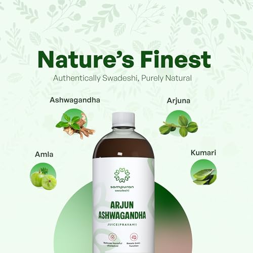 Image of Arjun Ashwagandha Juice - Ayurvedic Blend for Heart Health and Stress Relief (1L) (Pack of 1)