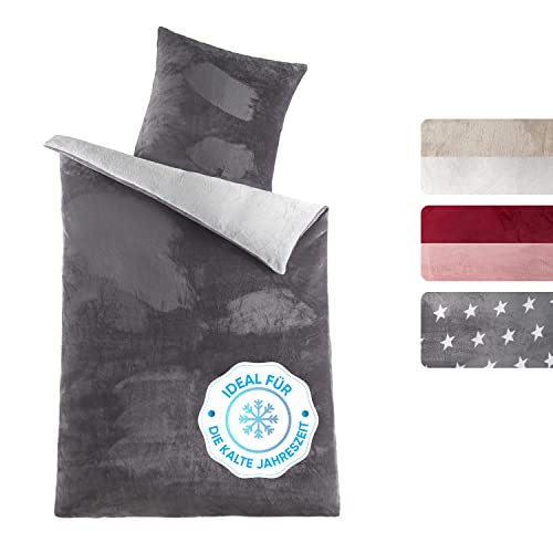 Kuscheli® - Winter Plüsch Bettwäsche 135x200 Wendebettwäsche Cashmere Touch Coral Fleece Bettbezug Kissenbezug Cover