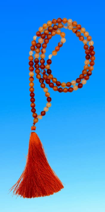 Image of Carnelian Natural Crystal Gemstone 8mm 108 Beads Jap Mala for Meditation, Pooja, Chanting, Wearing (8mm, Carnelian)