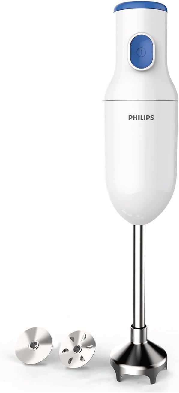 PHILIPS HL1655/00 Hand Blender | Powerful 250W Motor | with Rust free steel arm | Easy single trigger operation | Specially designed blades | Wall bracket for easy storage, 2year warranty Blue & White