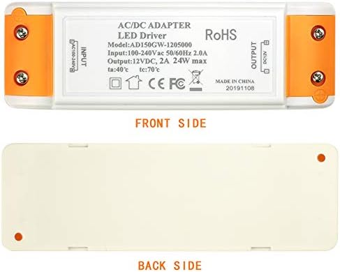 LED Transformer, LED Power Supply 0-24W LED Driver Adapter 12V DC 2A - Constant Voltage for LED Strip Lights and G4, MR11, MR16 LED Light Bulbs (24W)