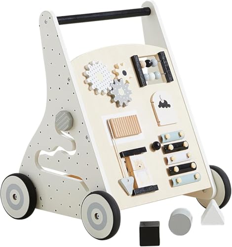 Asweets Trotteur en Bois Pour Bébé, Centre d'Activités Multiples Montessori Pour Garçons Et Filles de 12+ Mois, Jouet Éducatif à Pousser Et à Tirer...