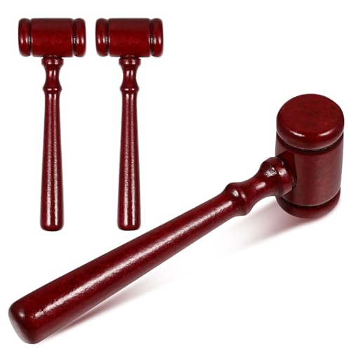 STOBOK Mini Judge Gavel Toy Set 3-Pack Wooden Hammer Props for Kids Legal Roleplay Courtroom Decoration 4.33 Inch Child Lawyer Accessories