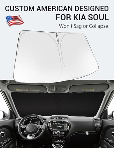 Image of Proadsy Custom Fit 2014-2019 Kia Soul Windshield Sun Shade, Blocks Heat