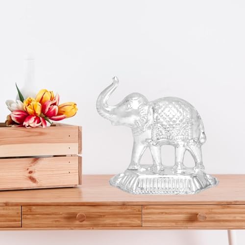 Image of Vail Creation Silver Hathi Vastu Idol Decoration Items for Rahu Pooja Worship | German Silver Elephant