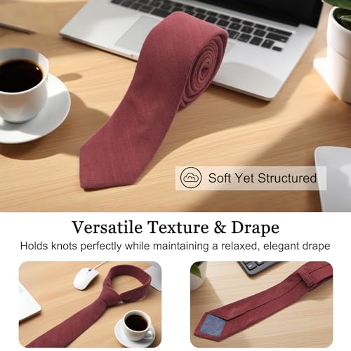 Image of Cotton Ties for Men Solid Color Skinny Tie Mens Necktie for Wedding Graduation Formal Dinner