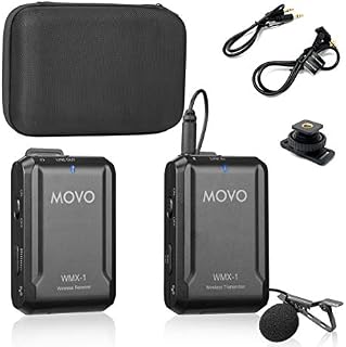 Movo WMX-1 2.4GHz Wireless Lavalier Microphone System Compatible with DSLR Cameras, Camcorders, iPhone, Android Smartphones, and Tablets (60m Audio Range)