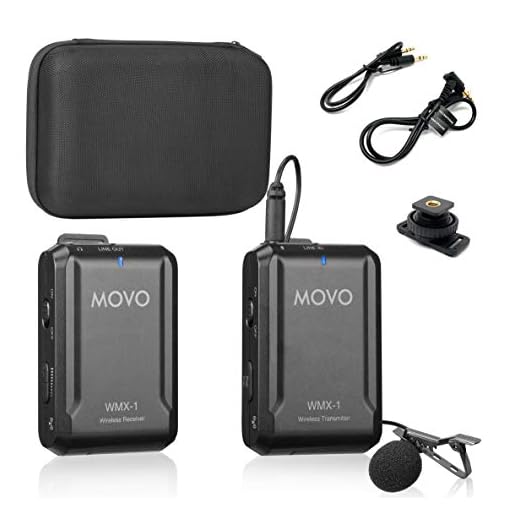 Movo WMX-1 2.4GHz Wireless Lavalier Microphone System Compatible with DSLR Cameras, Camcorders, iPhone, Android Smartphones, and Tablets (200' ft Audio Range)