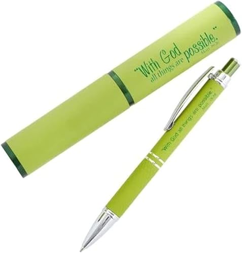 All Things Are Possible - Bolígrafo clásico en estuche de regalo a juego, Mateo 19:26, versículo de la Biblia, recargable, retráctil, mediano,