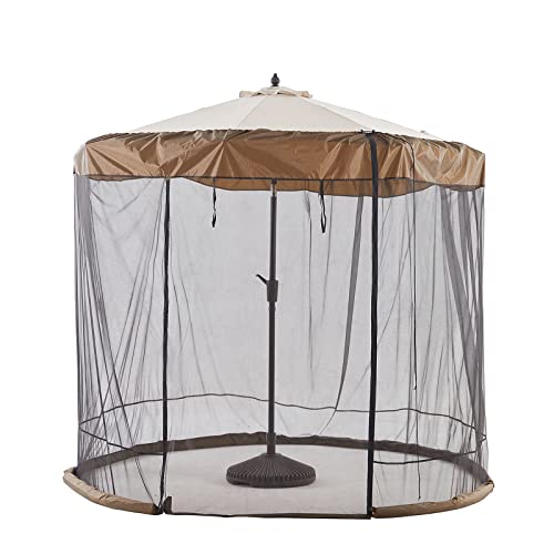 Wikiwiki Outdoor Patio Umbrella Mosquito Netting, 90D Polyester Mesh With Zipper Curtain And 6 Portable Pvc Water Tubes At Base, Fits 7.5 Ft - 10 Ft Market Hanging Umbrellas, Black #TOP1