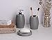 Clasin Home Grey Bathroom Accessories Set 3 PC, Resin Sandstone Look Soap Dispenser, Toothbrush Cup, Soap Dish, Bathroom Soap Dispenser Set for Home Decor and Kitchen