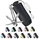 MorningRo 1 Pack Marine Kayak Anchor Kit Folding Grapnel Boat Anchor Kit Kayak Fishing Accessories for Small Boats Canoe Paddle Boards(Silver,1.5 lb)
