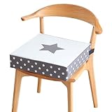 プッパプーポ お食事クッション 撥水 BIG 高さ調節 子供用 椅子 チェアクッション 座布団 (01スター×チャコール)